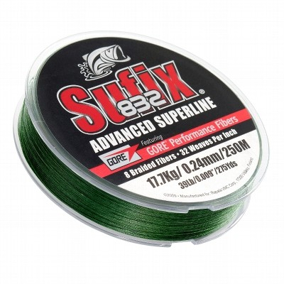Шнур плетеный Sufix 832 Braid Lo Vis Green 135m - 0.33mm