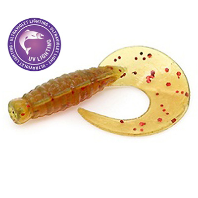 Силиконовая приманка Rampage Curly Grub 1" цв. #002 - Motor Oil Red Flake UV*