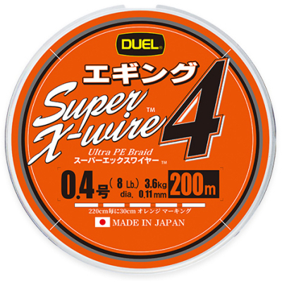 Шнур плетёный Duel Super X-Wire 4 Eging 200m #0.4 3.6Kg (0.11mm) H4623-WOM