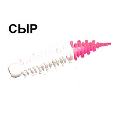 Силиконовая приманка Boroda Baits Ayra Junior Double Color цв. Белый/Ярко-розовый,  аттр. Сыр, 8 шт./уп.