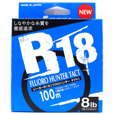 Леска флюорокарбоновая Kureha Seaguar R18 Fluoro Hunter Tact [Clear] 100m # 8lb