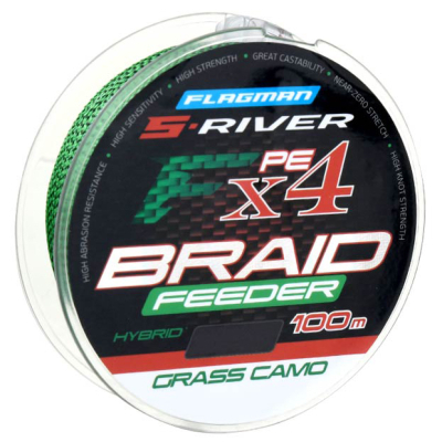 Шнур Flagman S-River Braid PE Hybrid F4 Feeder 100м Grass Camo 0,12мм 7кг (SRFB012)