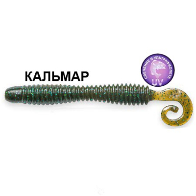 Силиконовая приманка Crazy Fish Active Slug 4" 31-100-42-6 кальмар цв. green pumpkin bl. (зеленая тыква син.)