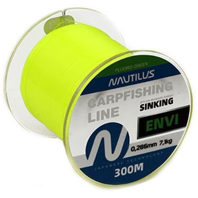 Леска карповая Nautilus Envi Fluoro green 300м. 0,309мм., 8,1кг