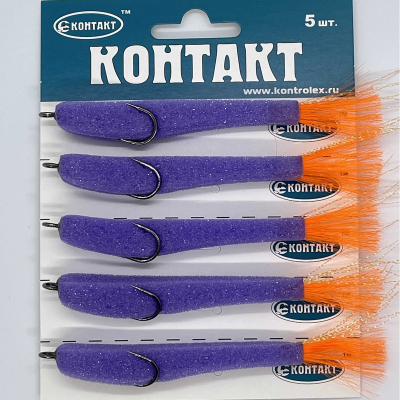 Поролоновая рыбка Контакт (прижатый двойник) 8см фиолет (1лист*5шт)
