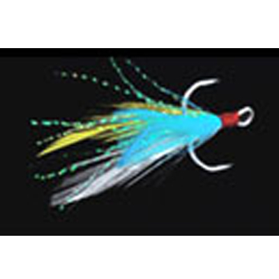 Крючок тройной GT-Bio GT-32TF #6 муха цвета голубой+желтый+белый, уп. 5шт.