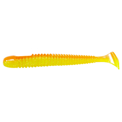 Силиконовая приманка Kaida Salmon 3.8" 10cm 4g Orange/Chartreuse-7tails HT#003
