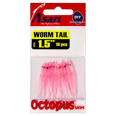 Октопус Asari Worm Tail 1.5" цв. #08-Flo Pink
