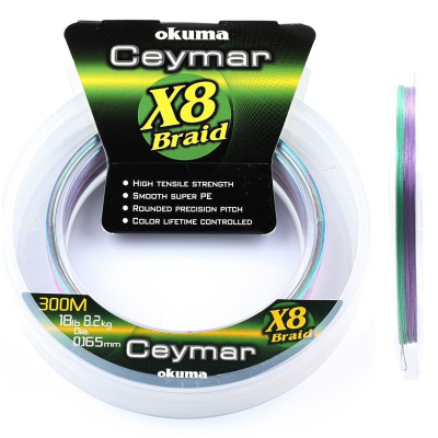 Шнур плетеный Okuma Ceymar X8 #0.8 15lb 0.148mm 150m Multi Color