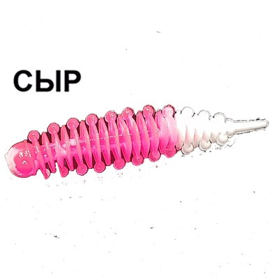 Силиконовая приманка Boroda Baits Ayra Junior Double Color цв. Ярко-розовый/Белый,  аттр. Сыр, 8 шт./уп.