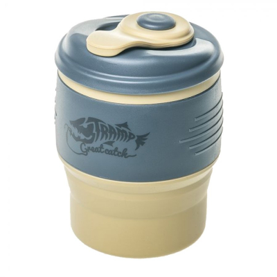 Кружка силиконовая складная с крышкой Tramp песочный/черный, 350мл