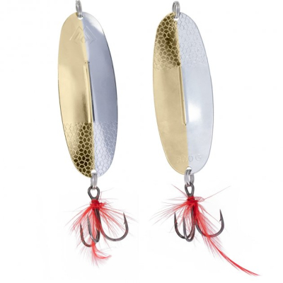 Блесна колеблющаяся Mikado Shallow Monster 51g/13cm цвет SILVER and GOLD с красной мушкой (PMB-WSHM-51-SG)