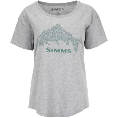 Футболка Simms Women's Floral Trout T-Shirt, Grey Heather, M
