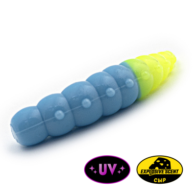 Личинка Rampage Trout Hunting Battle Pupa 1.7" цв.#099 - Light Blue / Chartreuse UV