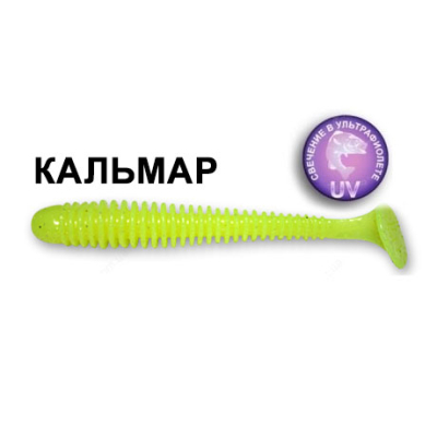 Силиконовая приманка Crazy Fish Vibro Worm 3,4" 12-8,5-6-6 кальмар цв. chartreuse (шартрез)