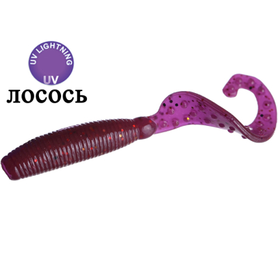 Твистер Flagman Helix 2" цв. UV lilac 12pc salmon