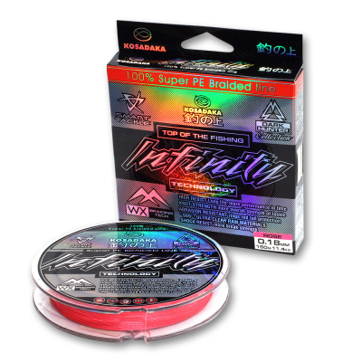 Леска плетен. Kosadaka Infinity 150м розовая 0,18мм, 11,4кг BINF018RS_150