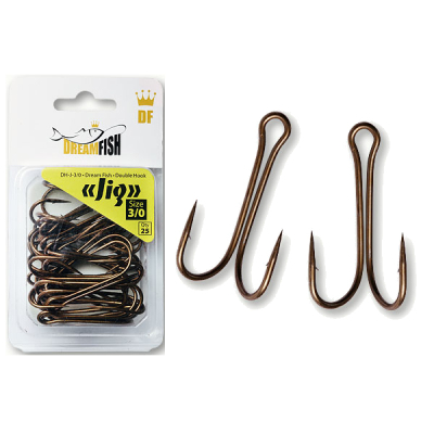 Крючки двойные DreamFish Jig B #2/0 25 шт/уп
