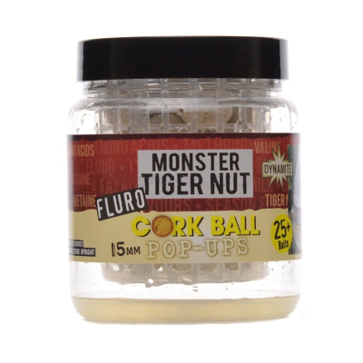 Бойлы плав. Dynamite Baits Pop-Ups 15мм. White Monster Tiger Nut Fluro Cork Ball (DY944) (белый гигантский орех)