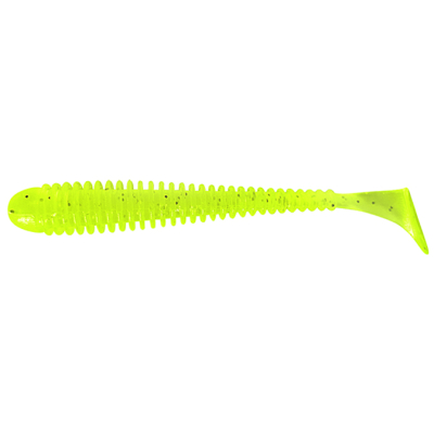 Силиконовая приманка Pike Hunter Ribbed Worm 4.0" 10 см. #010 Chartreuse (UV) (6 шт)