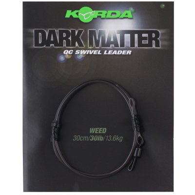 Поводковый материал Korda Dark Matter QC Swivel Weed 30lb 30см (KSZ56)