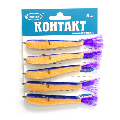 Поролоновая рыбка Контакт (двойник) 8 см. оранжево-синяя (5шт)	