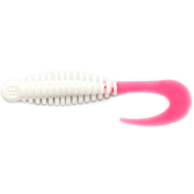 Силиконовая приманка Boroda Baits Phantom 85 mm БЕЛЫЙ/ЯРКО-РОЗОВЫЙ (White/Acid Pink)