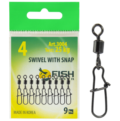 Вертлюжок с застежкой Fish Season Nice, №4 (25 кг), (упак. 9 шт)