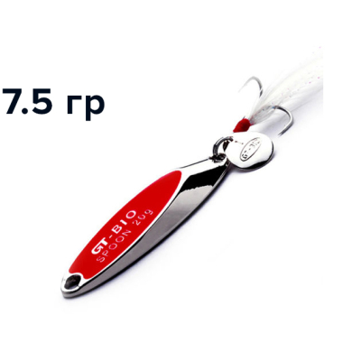 Блесна GT-BIO Super Bevel c мухой, 5см, 7.5гр, серебро с красным