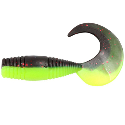 Силиконовая приманка Yaman Pro Spry Tail 2" цвет #32 - Black Red Flake/Chartreuse (уп. 10 шт.)