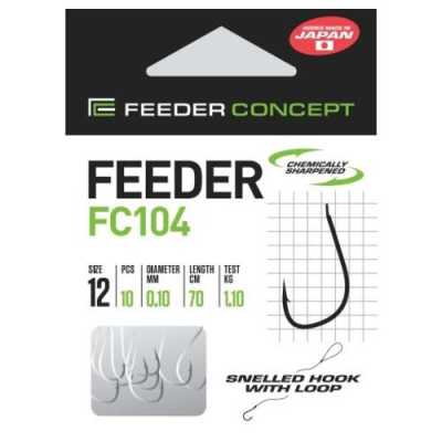 Крючки с поводком FC FEEDER сер. FC104 70см, разм.008, 0,14мм 10шт.