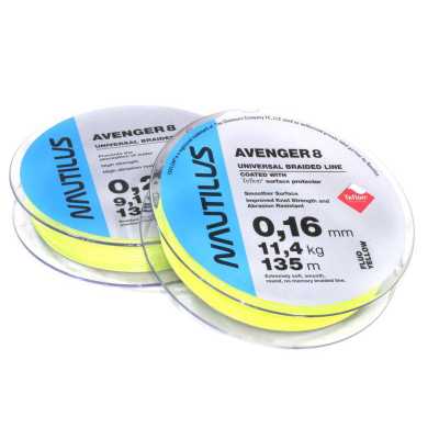 Шнур Nautilus Avenger 8 Teflon Yellow d-0.16 8.3кг 135м