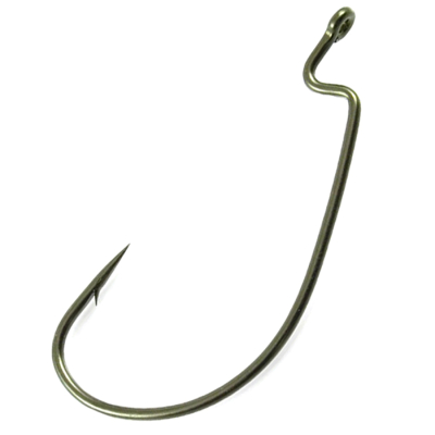 Крючок офсетный Vanfook WORM-55G Mat Green №4/0, 5 pcs/pack