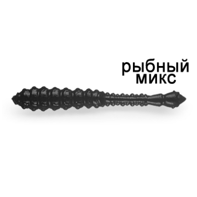 Силиконовая приманка Ojas Bony Leech 55, Black Widow, 12шт/банка, аромат Рыбный микс