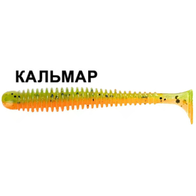 Силиконовая приманка Crazy Fish Vibro Worm 3" 11-75-5d-6 кальмар цв. orange-chart (оранж-шартрес)