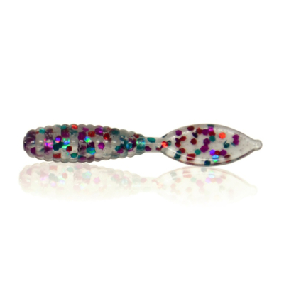 Мягкая приманка MF_pro Spade Tail 1.5" - 3,81см. Креветка Rainbow - прозрачный с блестками