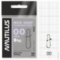 Застежка Nautilus Nice Snap stainless steel size # 00 тест 9кг