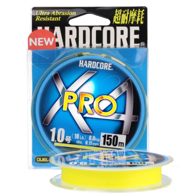 Плетеный шнур Duel PE Hardcore X4 Pro 150m Yellow #0.8 6.4Kg (0.15mm)