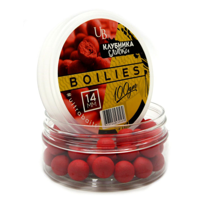 Бойлы насадочные Ultrabaits (Клубника-Сливки) 14мм, банка 100 гр
