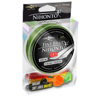 Плетеный шнур Mikado Nihonto Fine Braid Green 150м 0,08 - 4,95кг (+силиконовые приманки)