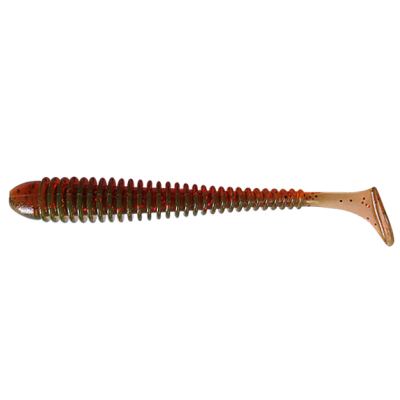 Силиконовая приманка Pike Hunter Ribbed Worm 4.6" 11,7 см. #001 Motor Oil Red Flake (UV) (4шт)