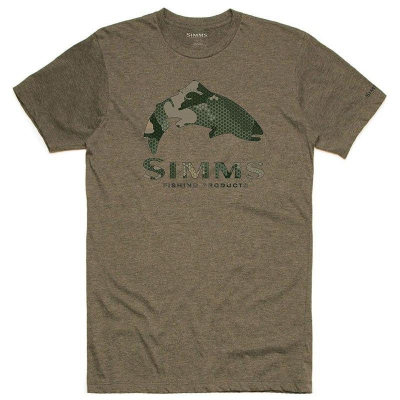 Футболка Simms Trout Hex Flo Camo T-Shirt, Olive Heather, XL