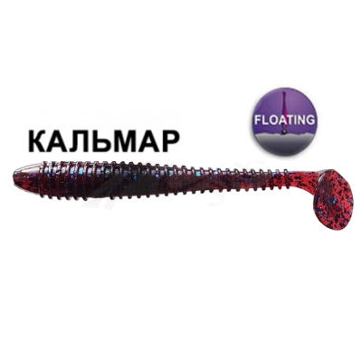 Силиконовая приманка Crazy Fish Vibro Worm 3,4" 13-85-73-6-F плавающие кальмар цв. blue ruby (синий рубин)