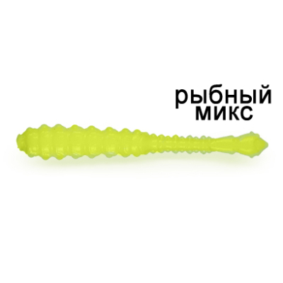 Силиконовая приманка Ojas Bony Leech 48, Сhartreuse (fluo), 16шт/банка, аромат Рыбный микс