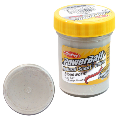Паста Berkley PowerBait Natural Scent Glitter Trout Bait 50 gr Bloodworm-White (1214500)