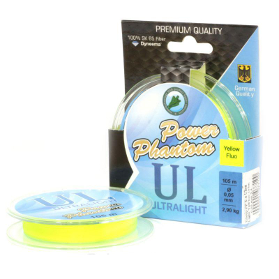 Шнур Power Phantom 6x, UltraLight, 105м, Флуоресцентно-жёлтый, 0,05мм, 2,9кг