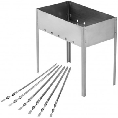 Мангал сборный Helios Light 400x240x400мм, 6 шампуров, сталь 0,4мм (HS-МC.03-Э-1)