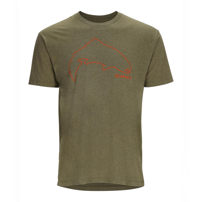 Футболка Simms Trout Outline T-Shirt, Military Heather, M