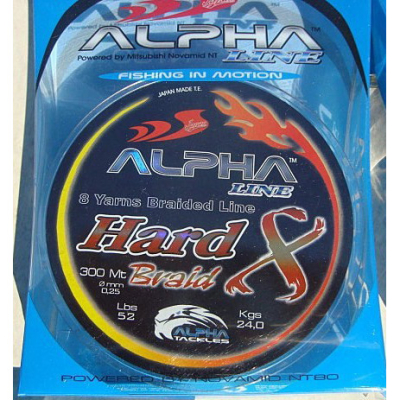 Шнур плетеный Alpha Line Hard Braid 8 Yarns Dyneema 300m 0,12mm