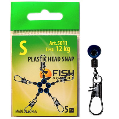 Застежка с вертлюжком Fish Season Plastic Head Snap "Пластик", №S (10 кг), (уп. 5 шт.)